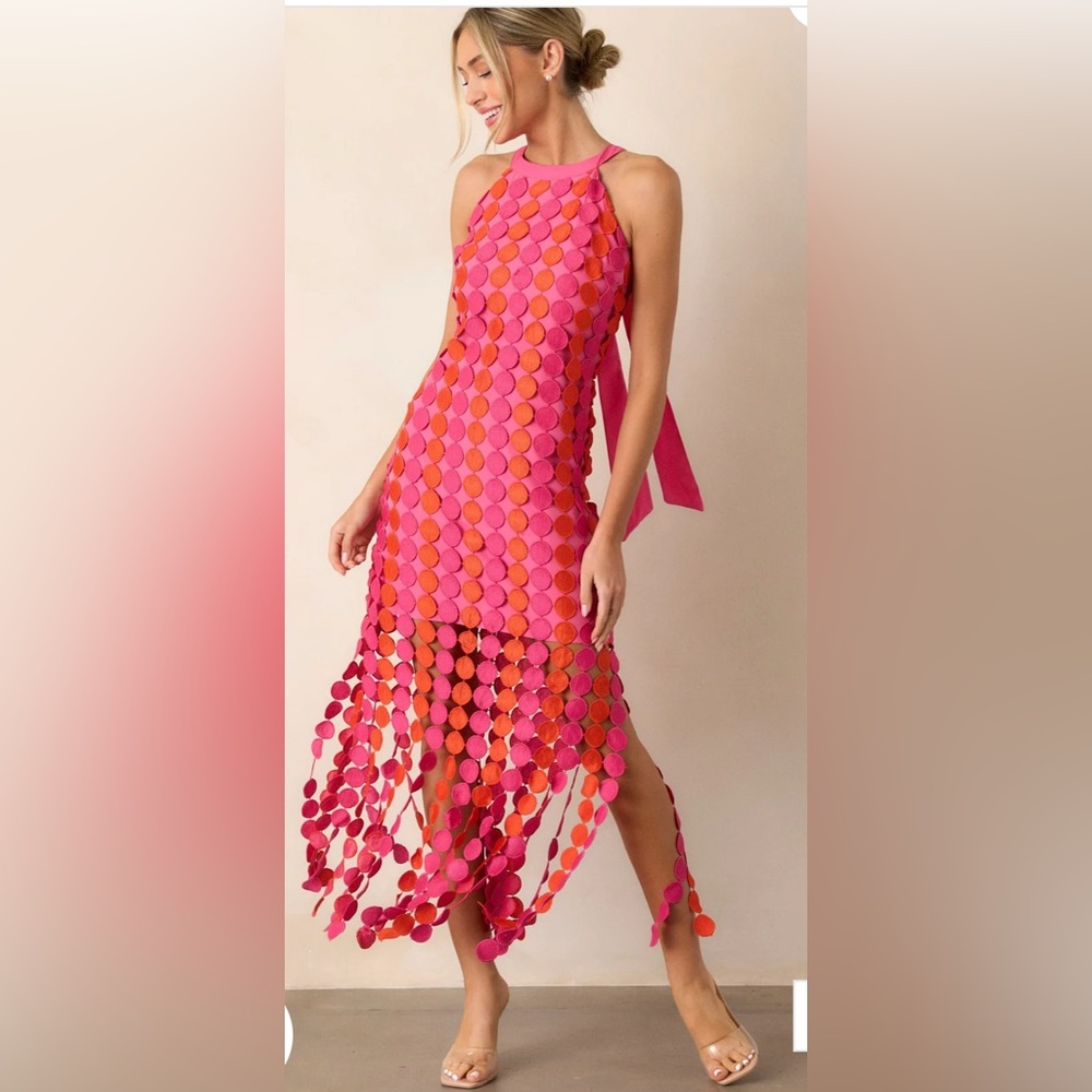 Just Me Pink and Red Maxi Dress